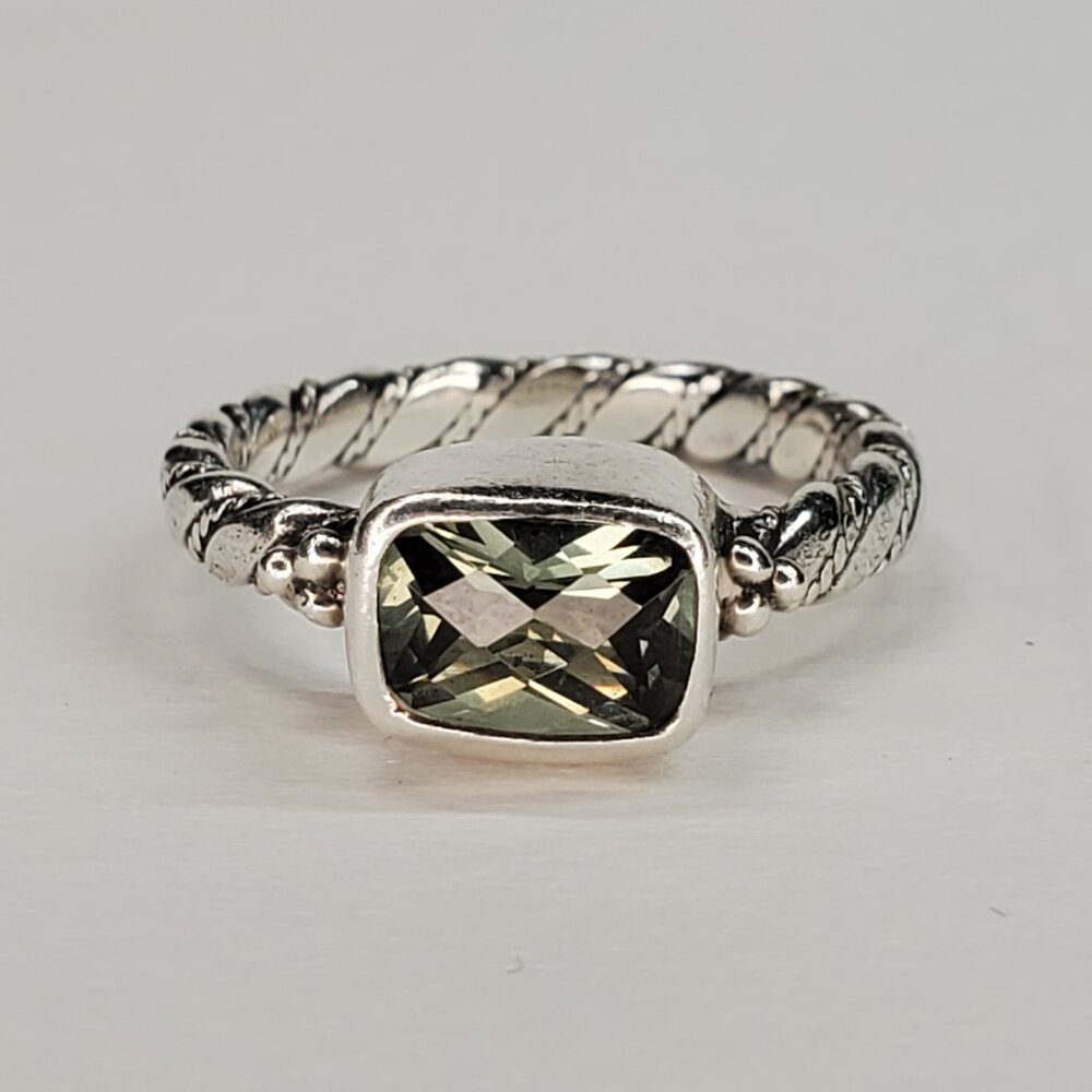 Lori Bonn Green Topaz Sterling Silver Ring, Size 6.75